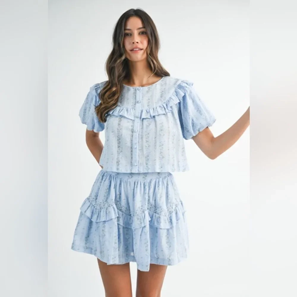 Light Blue Ruffled Two-Piece Set - Picture 2 of 16